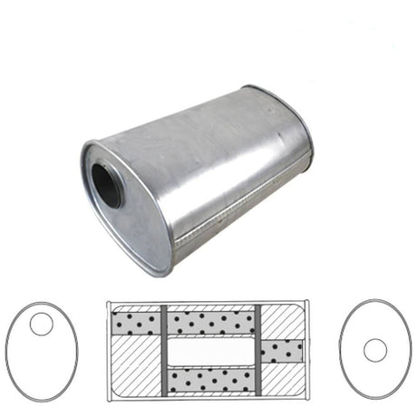 Redback - 1.75" Universal Muffler Offset/Centre 14"x8"x5" Oval Aluminised