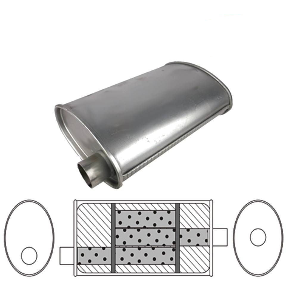 Redback - Universal Muffler - 10" X 4" Oval - 12" Long O/C 2 1/2" Glass Packed