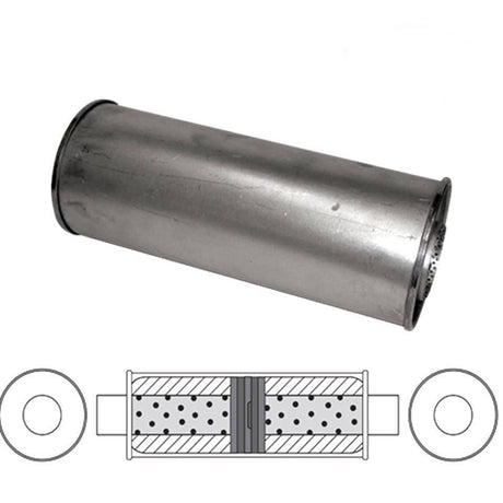 Redback - 3" Chambered Muffler C/C 14"x6" Round 409 Stainless Steel