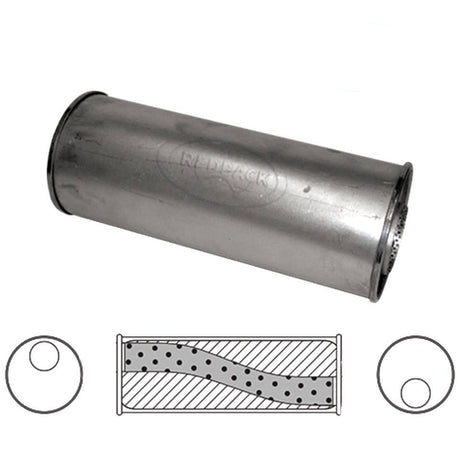 Redback - 2.5" Universal Muffler - Offset/Offset - 16"x6" Round - Aluminised