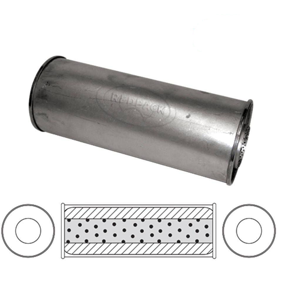 Redback Universal Muffler - 6" Round - 22" Long C/C 2 1/2" Glass Packed Megaflo…