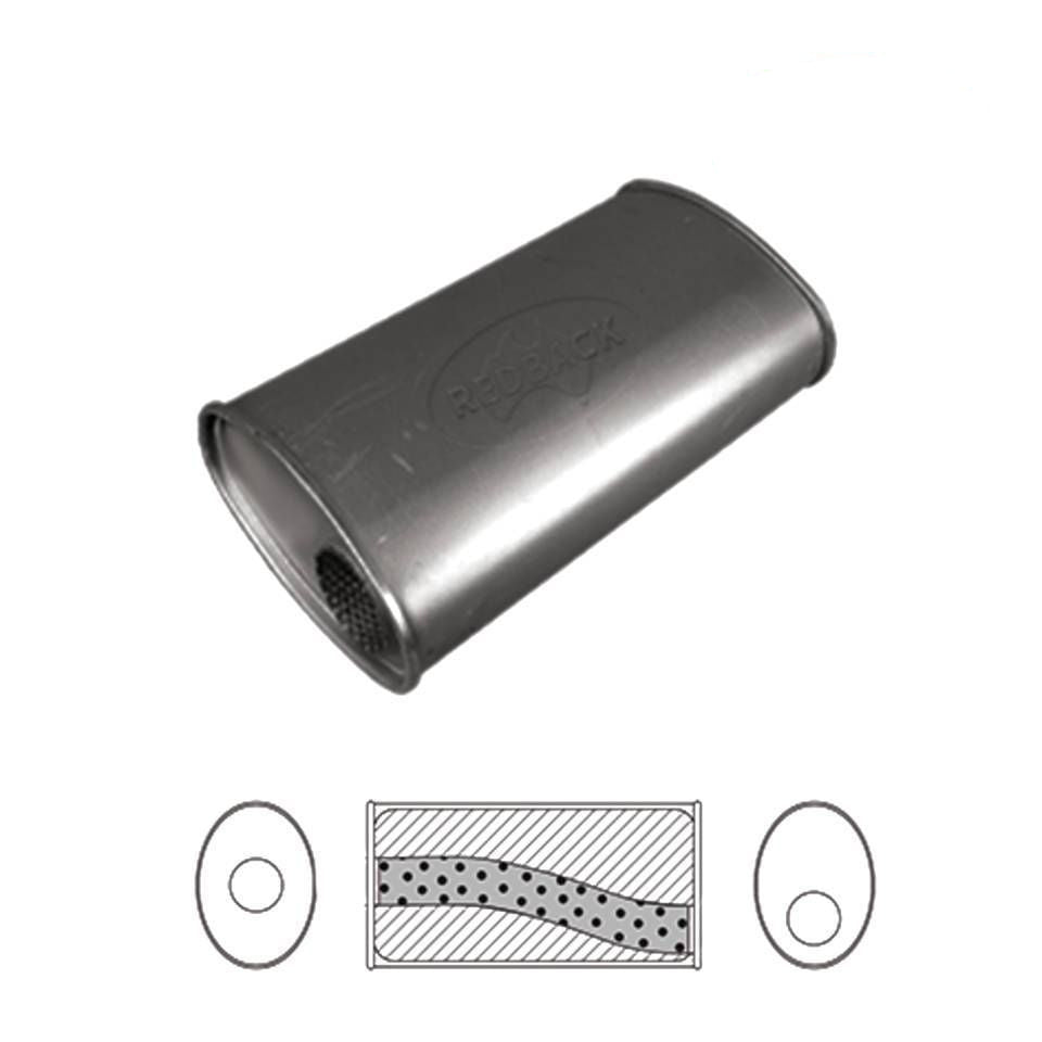 Redback Universal Muffler - 11" X 6" Oval - 18" Long O/C 3" Glass Packed Megafl…