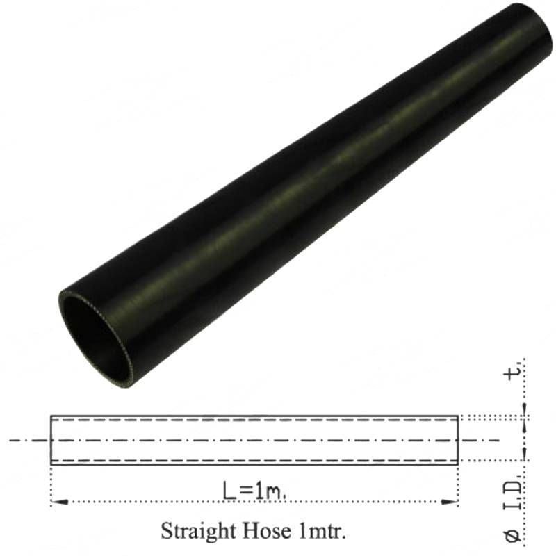 Silicone Hose - Inside Diameter 1-3/4" Inch (45mm), Black, 1M Straight