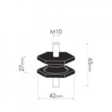 Cotton Reel Mounts - Inside Diameter 42mm, HEX, M10