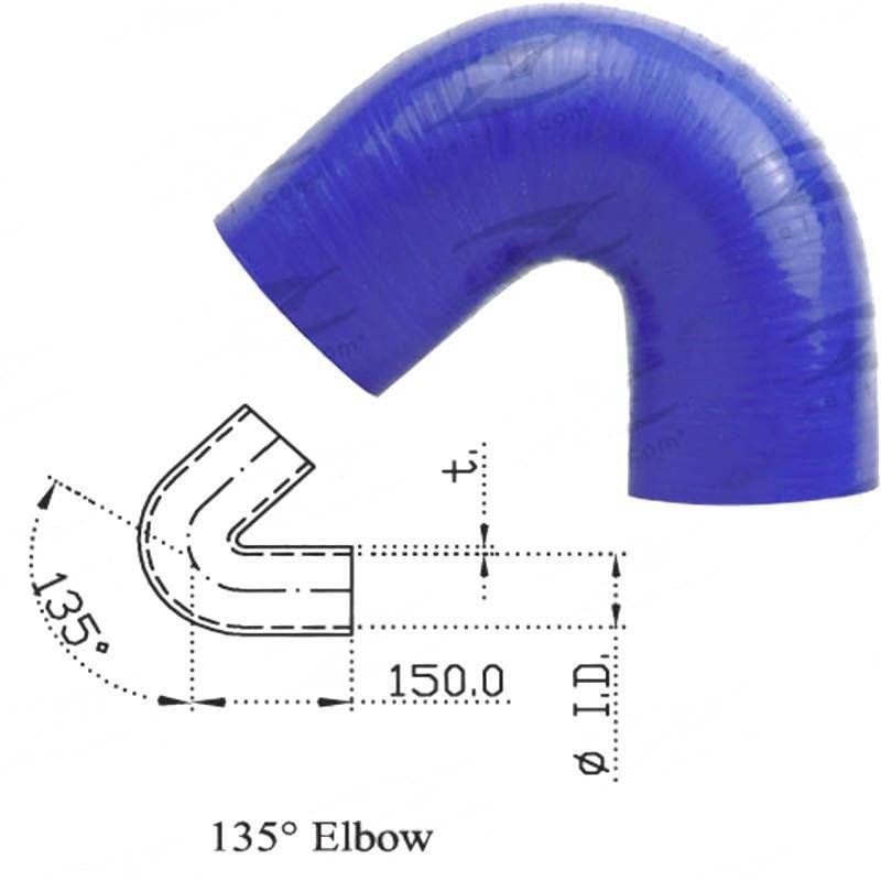 Silicone Hose - Inside Diameter 2-1/4" Inch (57mm), Blue, 135 Bend