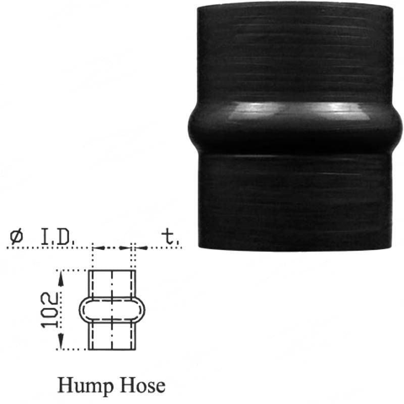Silicone Hose - Inside Diameter 2-1/2" Inch (63mm), Black, Straight Hump