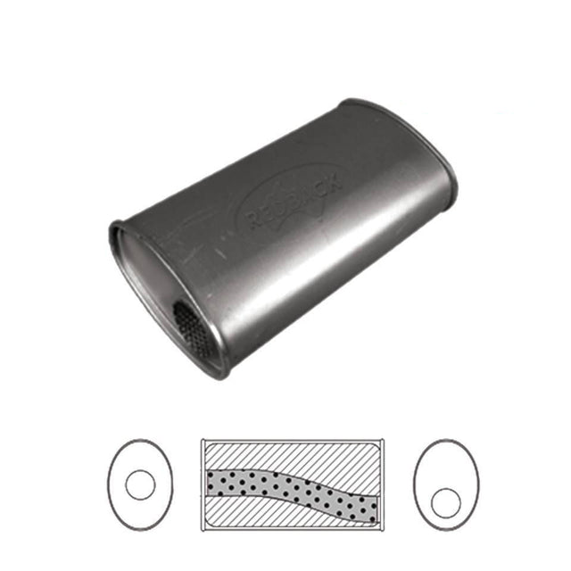 Redback – 3" Megaflow Muffler O/C 12"x8"x5" Oval Aluminised Steel