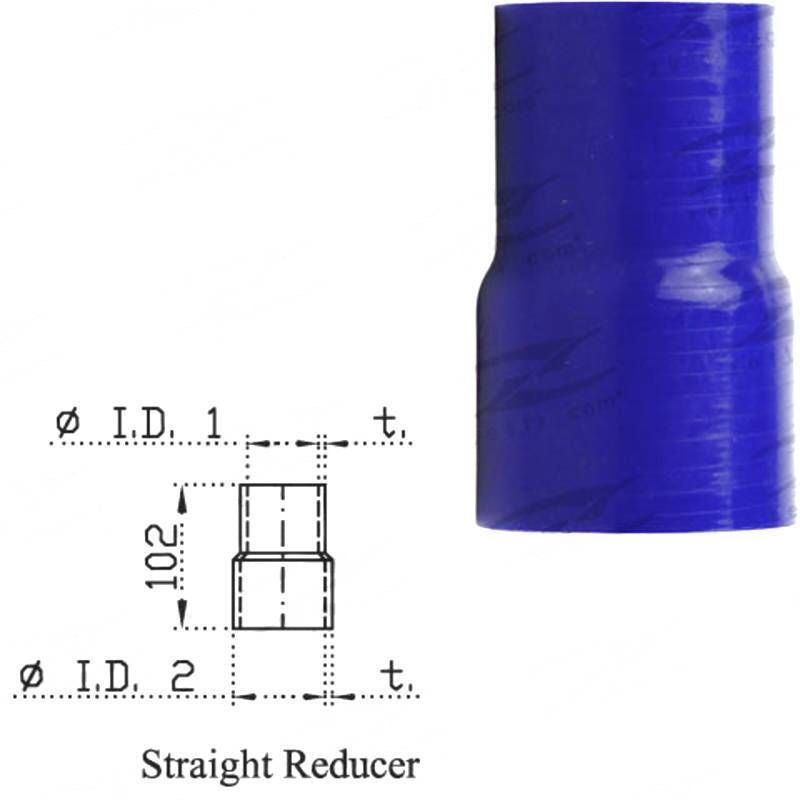Silicone Hose - Inside Diameter 1-1/2" Inch (38mm) - 1-3/4" Inch (45mm), Blue, Straight Reducer