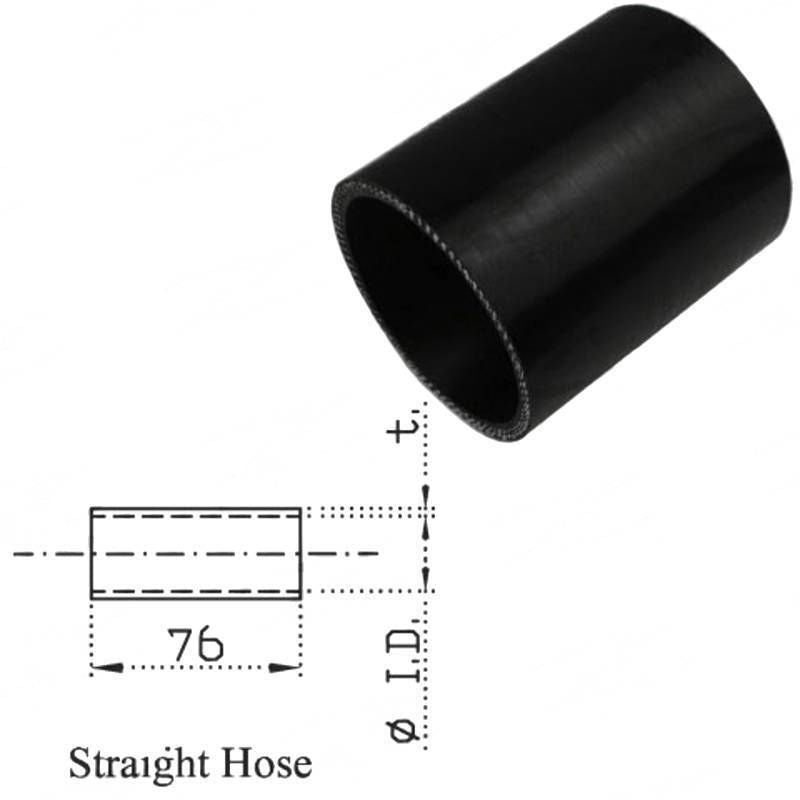 Silicone Hose - Inside Diameter 4" Inch (101mm), Black, 76mm Straight