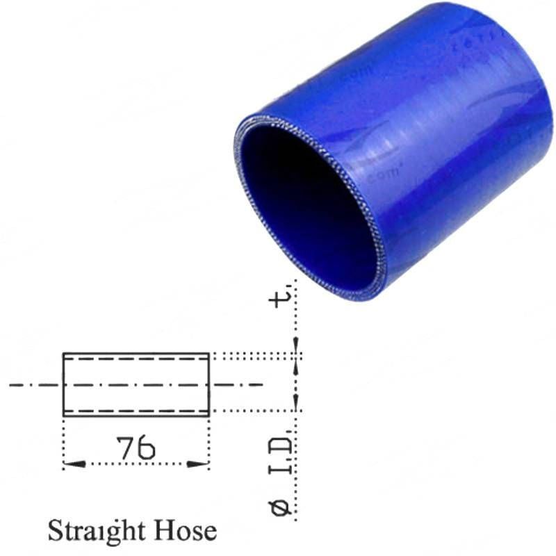 Silicone Hose - Inside Diameter 2" Inch (51mm), Blue, 76mm Straight