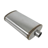 Redback - 3" Mega Power Muffler O/C 14"x9"x4" Oval 409 Stainless Steel (With Spigots, Unpolished)