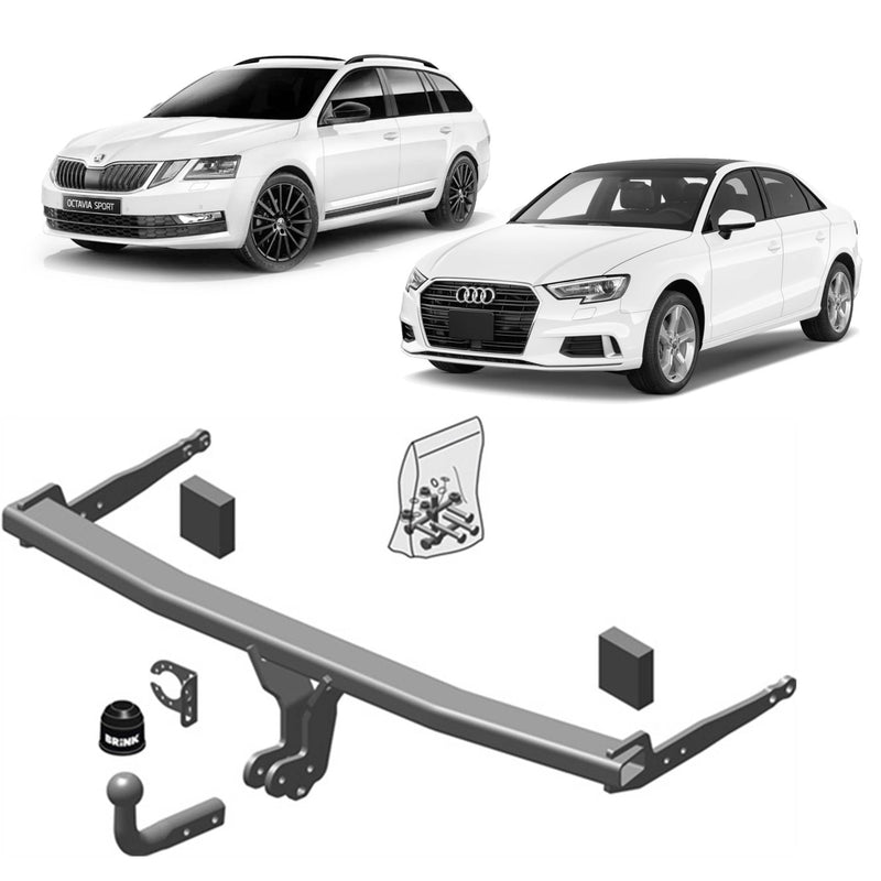 Brink Towbar to suit Audi RS3 (04/2017 - 02/2020), Volkswagen Golf (04/2013 - on), Skoda Octavia (08/2013 - 03/2020), Skoda Octavia (08/2013 - 12/2019), Audi A3 (03/2014 - 06/2016), Audi A3 (10/2013 - 06/2016), RS3 (04/2017 - 06/2016)