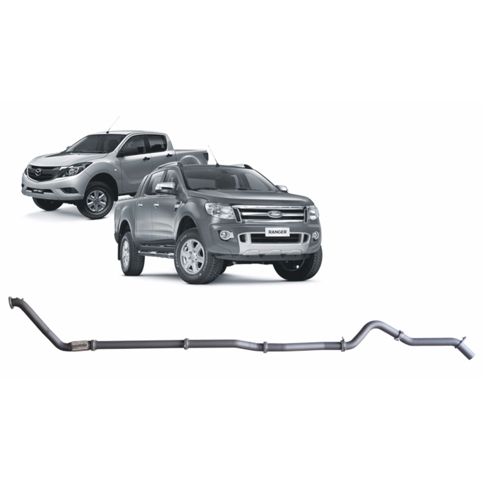 Redback Performance - Ford Ranger (01/2011 - 09/2016), Mazda BT-50 (11/2011 - 06/2016) Exhaust (Extreme Duty 4x4) "Pipe Only"