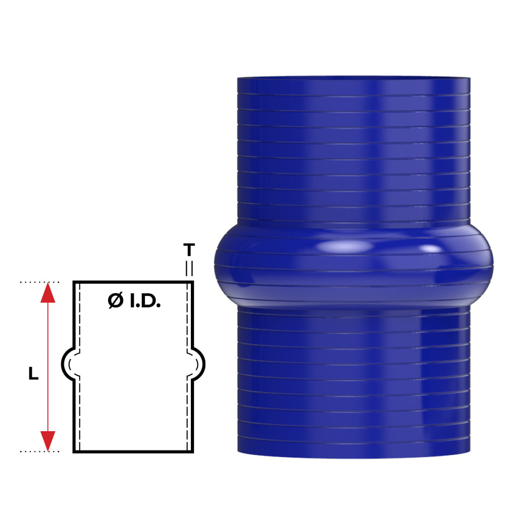 Silicone Hose - Inside Diameter 2-3/4" Inch (70mm), Blue, Straight Hump