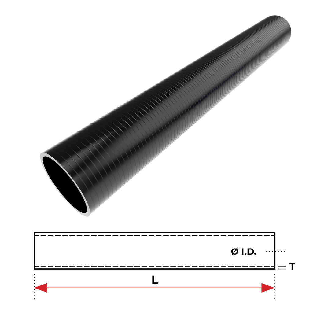 Silicone Hose - Inside Diameter 4" Inch (101mm), Black, 1M Straight