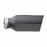 Exhaust Tip - 3" In - 5" Out - 12" Long (Angle Cut _ Inner Cone - 304 Black Chrome)