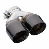 Exhaust Tip - 3 Inch In - Dual 4 Inch Out - 9" Long RHS (Y-Piece - Inner Cone - 304 Black Chrome)