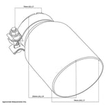Exhaust Tip - 3" In - 4 1/2" Out - 8" Long (Angle Cut - Inner Cone - 304 Black Chrome)