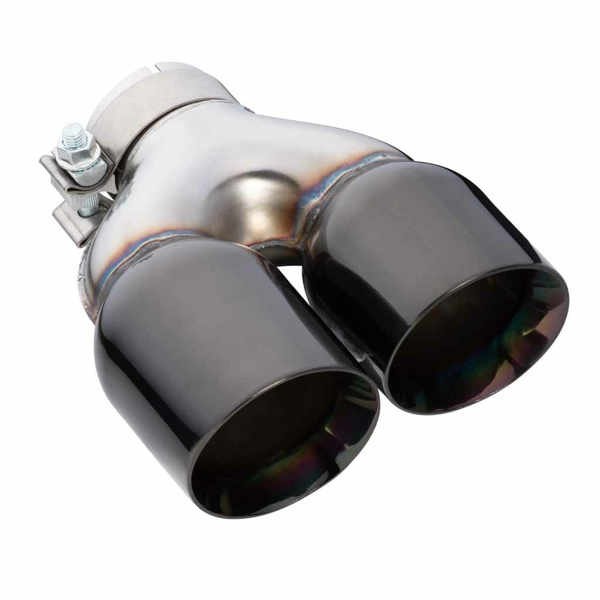 Exhaust Tip - 2.25 Inch In - Dual 3.5 Inch Out - 9" Long RHS (Y-Piece - Inner Cone - 304 Black Chrome)