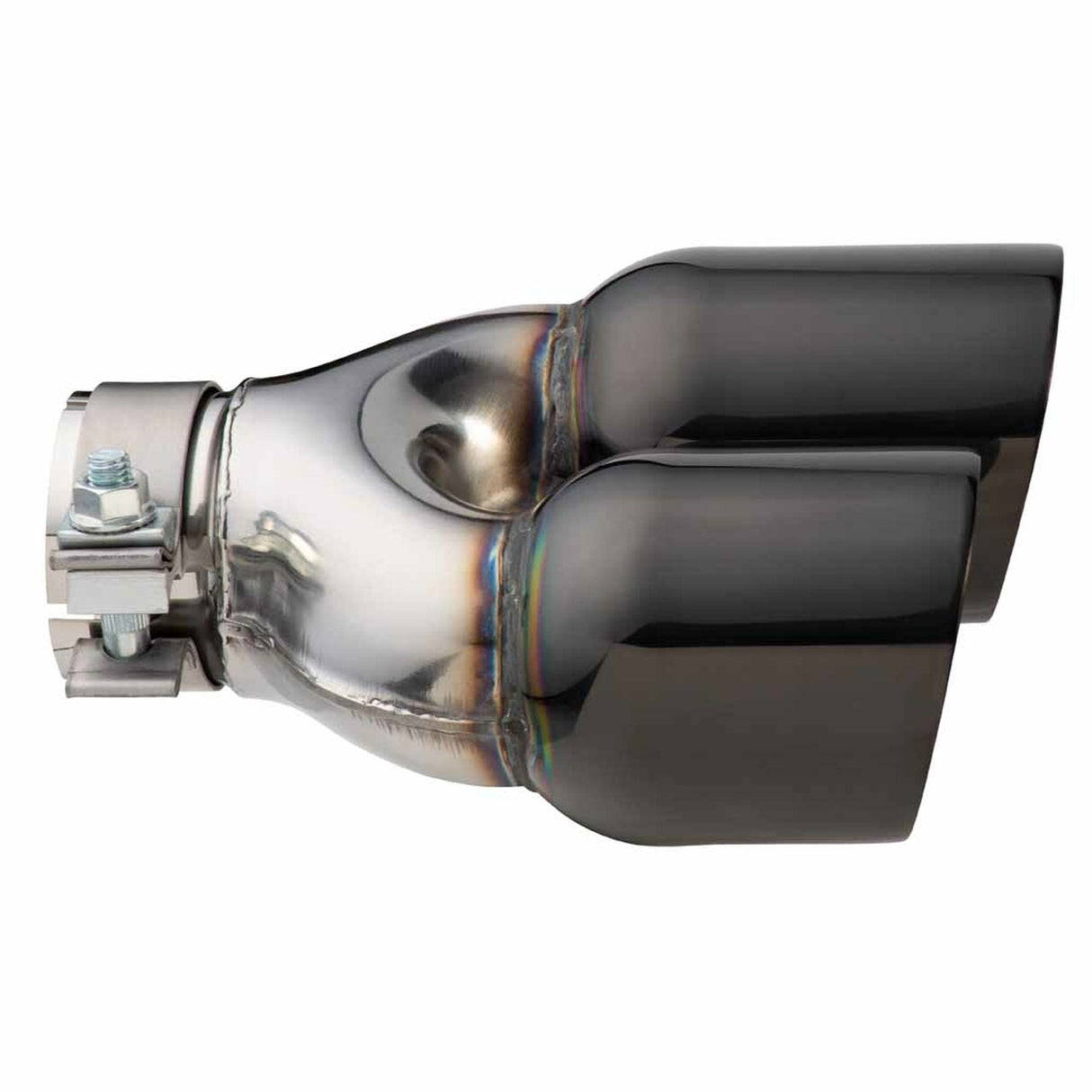 Exhaust Tip - 2.25 Inch In - Dual 3.5 Inch Out - 9" Long LHS ( Y-Piece - Inner Cone - 304 Black Chrome)
