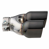 Exhaust Tip - 2.25 Inch In - Dual 3.5 Inch Out - 9" Long LHS ( Y-Piece - Inner Cone - 304 Black Chrome)