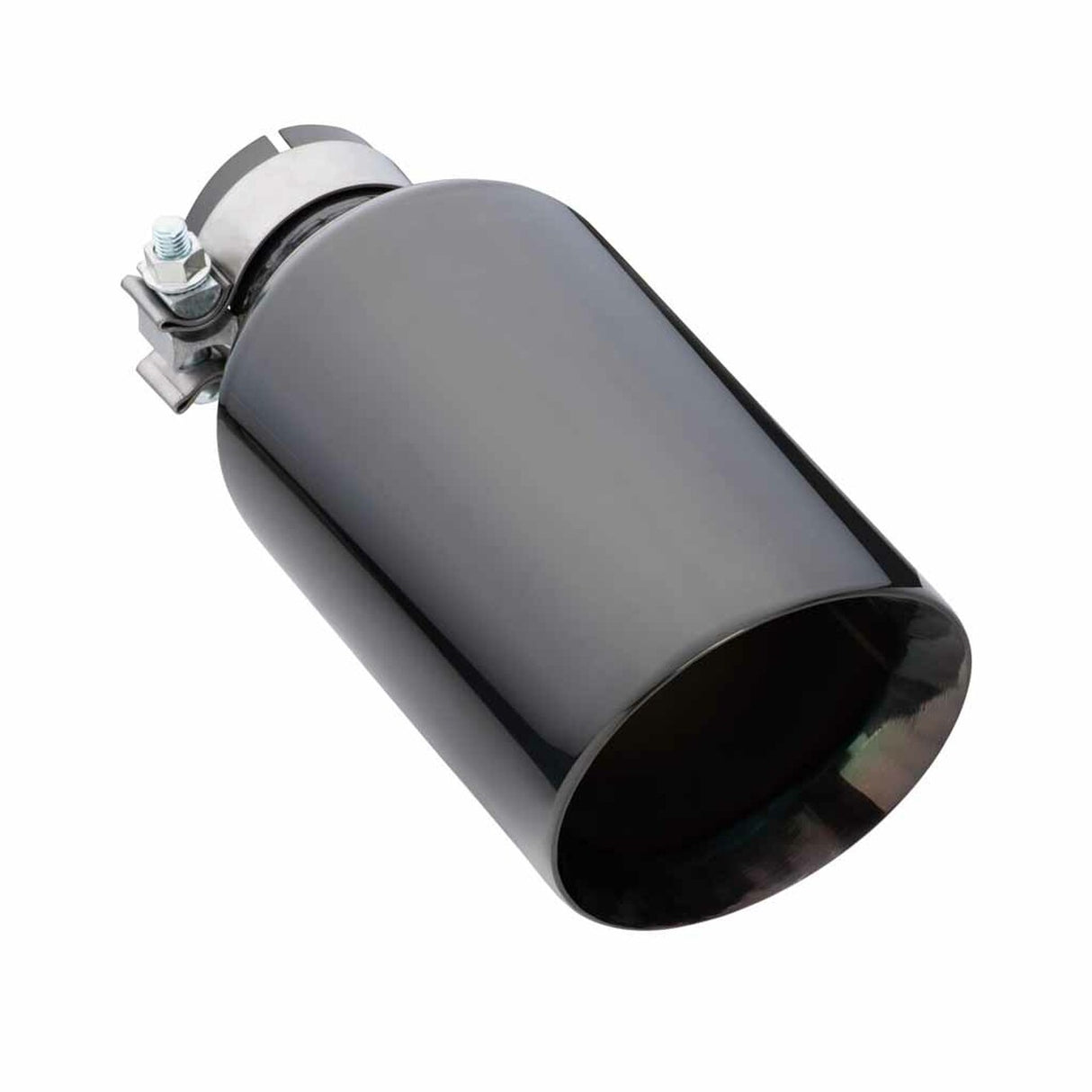 Exhaust Tip - 2.5" In - 5" Out - 12" Long (Angle Cut - Inner Cone - 304 Black Chrome)