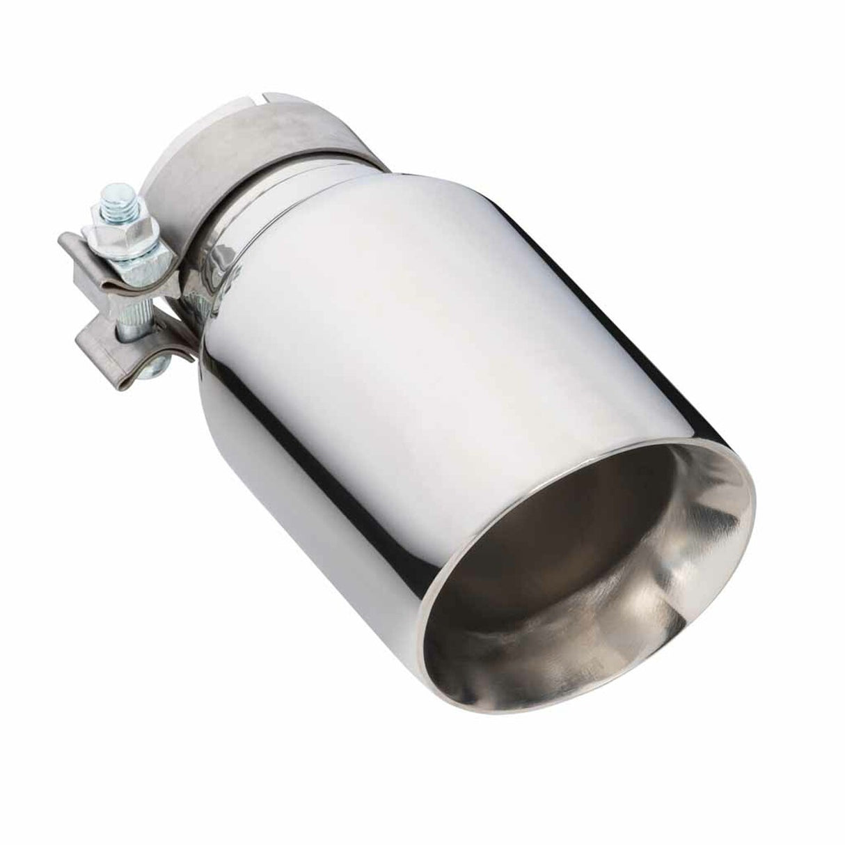 Exhaust Tip - 2.5" In - 4" Out - 8" Long (Angle Cut - Inner Cone - 304 Stainless)