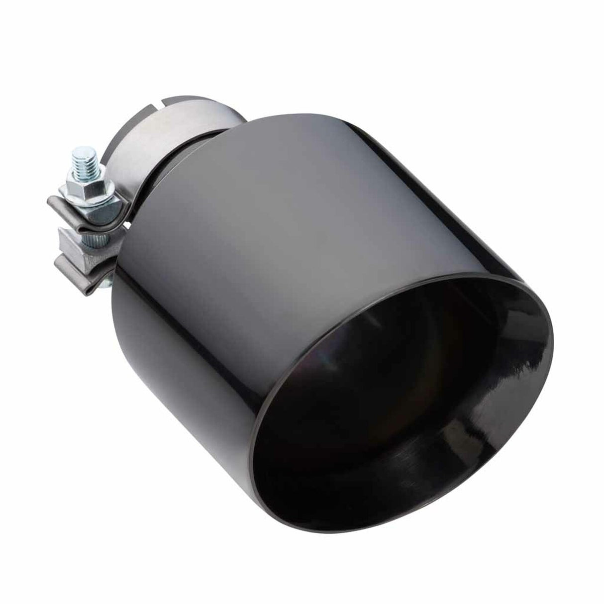Exhaust Tip - 2.5" In - 5" Out - 8" Long (Angle Cut - Inner Cone - 304 Black Chrome)