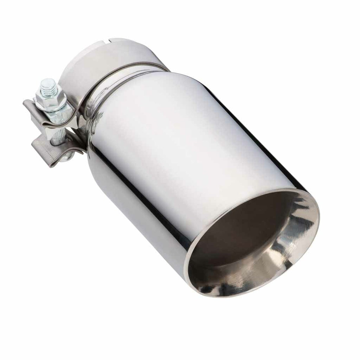Exhaust Tip - 2.5" In - 3 1/2" Out - 8" Long (Angle Cut - Inner Cone - 304 Stainless)