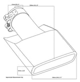 Exhaust Tip - 2 Inch Inlet to suit XA XB Ford Falcon (Rolled Edge - Angle Cut - 304 Stainless Steel)