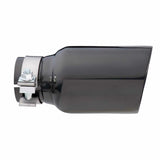 Exhaust Tip - 2.5" In - 4" Out - 8" Long. (Angle Cut - Inner Cone - 304 Black Chrome)