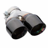 Exhaust Tip - 3 Inch In - Dual 4 Inch Out - 9" Long LHS (Y-Piece - Inner Cone - 304 Black Chrome)